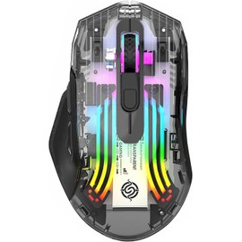 mouse inalámbrico Bluetooth, triple modo 2.4G/USB-C/Bluetooth hasta 3600 DPI, mouse mecánico transparente para juegos, retroiluminación Chroma RGB, mouse USB imprescindible para juegos y deportes
