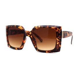 Square Mod Designer Chic Plastic Fashion Butterfly Sunglasses Tortoise Brown