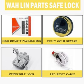 Fingerprint Gun Safe Replacement Lock, EMP Electronic Keypad Lock, Biometric Gun Safe Cabinet Lock Replacement, Left Swing Bolt Lock & 2 Override Keys, Gold Color Keypad Lock(Left Swing Bolt)