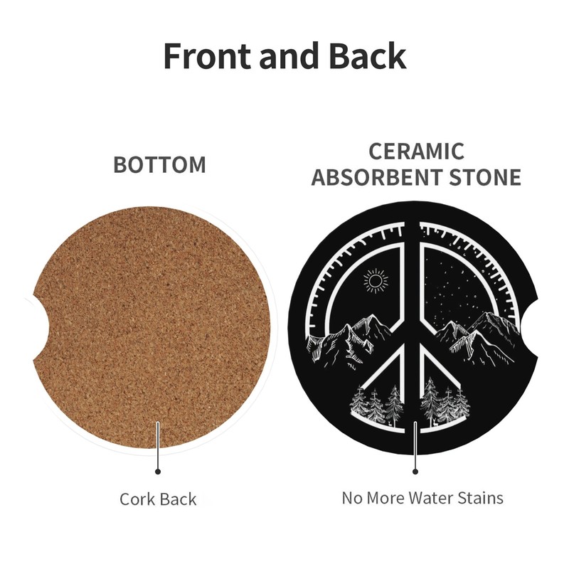 Absorbent Car Coasters for Cup Holders, 2 Pack Universal Anti