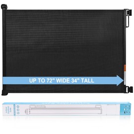 PRObebi Retractable Baby & Pet Gate - 34" Tall, Extends to 72" Wide, Mesh Gate for Doorways, Stairs, Hallways, Indoor/Outdoor (Black)