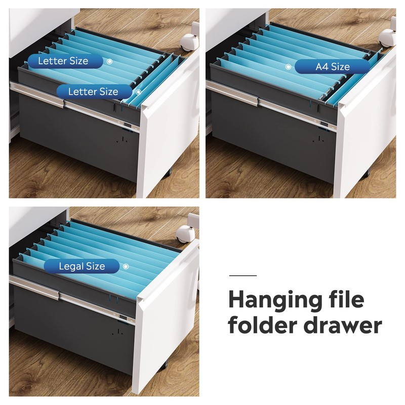 DEVAISE 2 Drawer Mobile File Cabinet with Lock, Commercial Vertical
