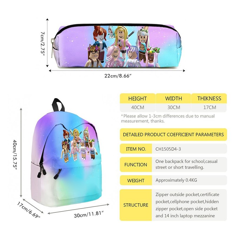 2Pcs Kid Bookbags Set Cartoon Game Backpack with Pencil Case