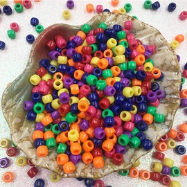 1200 Pcs Pony Beads Bulk, Multicolored Plastic Bracelet Beads Round Rainbow Beads for Crafting Jewelry Making