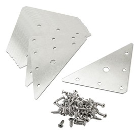 Ymaiss 12pcs Triangle Mending Plates Stainless Steel Triangular Flat Corner Braces Straight Brackets Flat Triangular Fixing Plate with Mounting Screws, 4.84" x 3.35" for Fixing Furniture