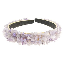 Ladies Coral Stone Rock Look Encrusted 2cm Wedding Formal Occasion Bridesmaid Christmas Birthday Pageant Evening Bridal Party Alice Band Headwear Hairband Headband Hair Accessories (Lilac)