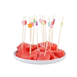 WerkaSi Cocktail Picks Flower Multicolor Toothpicks 200 Pack Party Decorative Cute Fruit Appetizer Skewers for Birthday Party Weddings Anniversaries Snacks