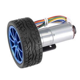 DC 12 V DIY Encoder Gear Motor, Micro Speed Reduction Motor Full Metal Gearbox, with Holder 65 mm Magnetic Gear Motor Wheel Kit, for Smart Car Robot Model DIY (200 RPM)