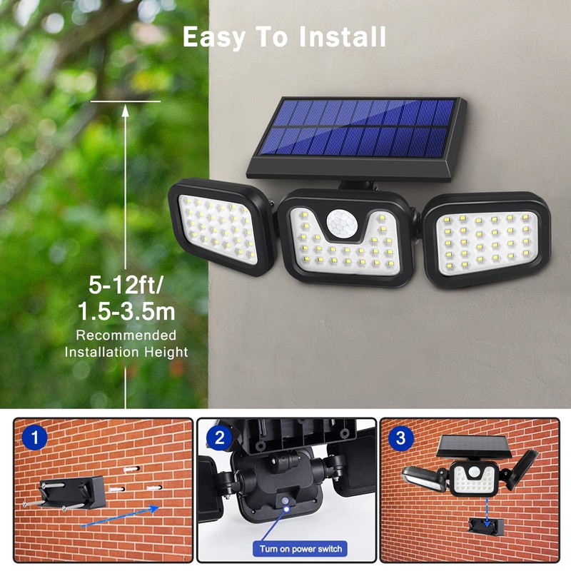LONENESSL Solar Spotlight with Motion Sensor and 74 LEDs -