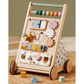 Tiny Land Baby Push Walker, Wooden Baby Walker for Girls, Adjustable Speed Walkers for Baby Boys, Montessori Walker Toy, Baby Activity Center, Push Toys for Kids Development (Morandi)
