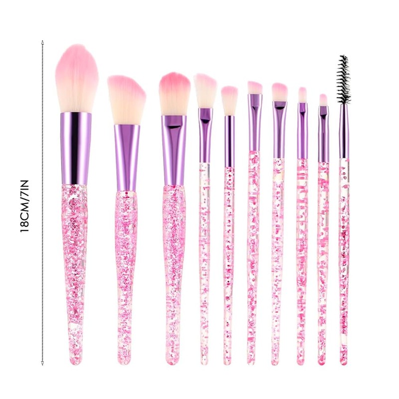 TSUOUKL Glitter Crystal Make Up Brush Set, 10 Pieces Bling
