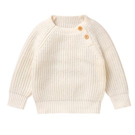 LAWKUL Baby Pullover Sweater Ultra-Soft Stretchy Long Sleeve Knit Clothes for Infants & Toddlers White 9-12M