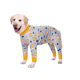 BT Bear Large Dog Clothes, Elastic Pet Onesie Clothes Protect Joints Anti-hair Anti Licking, Wound Protection Pet Pajamas PJS Dog Jumpsuit For Medium Large Dogs(XXXL,Grey Giraffe)