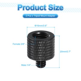 PATIKIL Tripod Screw Adapter 3/8" Female to 1/4" Male, 2 Pcs Tripod Nut Connectors Camera Mount Screw Camera Double Head Converter for Microphone Holder Magic Arm Accessories