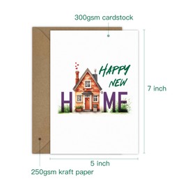 Tashchow Happy New Home Card for New House Congratulations and Housewarming Card with Envelope