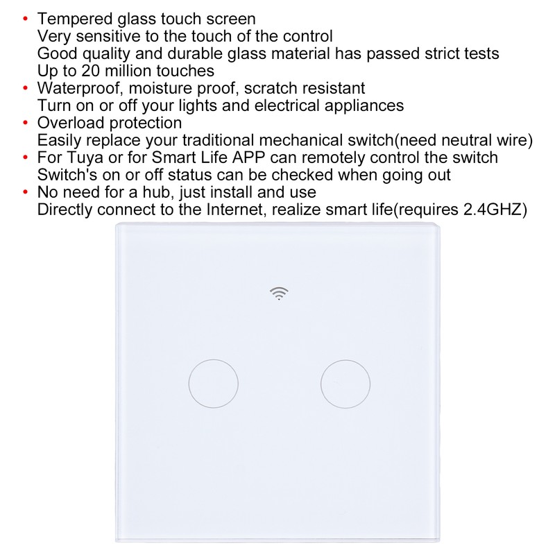 WiFi Smart Wall Switch for TUYA APP Control 2 Way