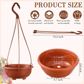 Maxcheck 60 Pcs Plastic Hanging Planter Flower Plant Pots with Hook Hanging Pot for Plants Basket Planter Holder Containers with Drainage Hole for Indoor Outdoor Garden Balcony Wall Decor, Brown