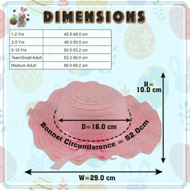 HOVUK 52cm Easter Bonnet Pink Cowboy Hat with Ribbon for Kids Girls, Used as Base to Decorate DIY Easter Straw Hat with Chicks Eggs Nest Feathers Ribbons Daisies Flowers Arts Crafts