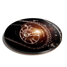 1 x Round Coaster - Motorcycle Rear Wheel & Chain Cork Backed MDF Glossy Tea Coffee Accessory #21909