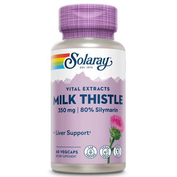 SOLARAY Milk Thistle Seed Extract One Daily 350mg, Antioxidant Intended to Help Support a Normal, Healthy Liver, Non-GMO & Vegan, 60 VegCaps