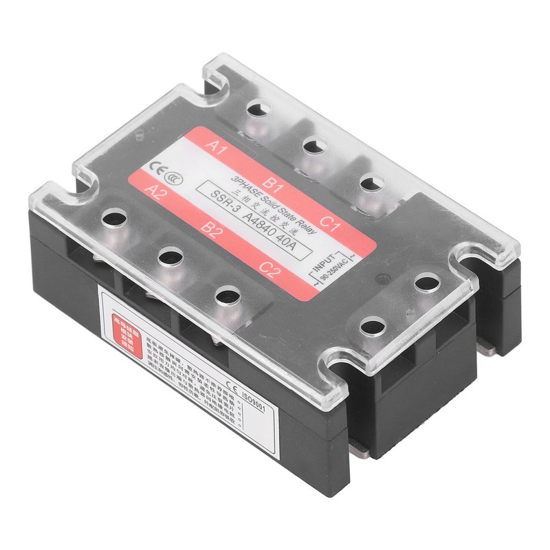 3 Phase Solid State Relay 40A LED Indicator Transparent Cover