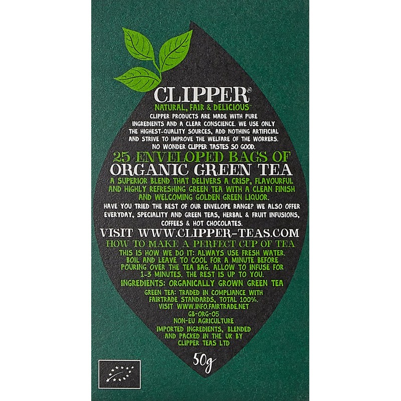 Clipper Fairtrade Organic Green Tea [Pack 25]