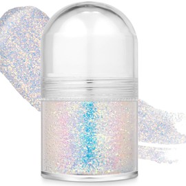 Roll-On Body Glitter Gel - Face Glitter Festival Makeup - Sparkle Hair Glitter Gel - Holographic Blue Clear Body Shimmer Oil Long Lasting for DIY Party, Stage, Daily Makeup Highlighting