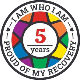 Recovery Pride Medallion in Years 1-50 Recovery AA Chip Sober Medallion (Year 5)