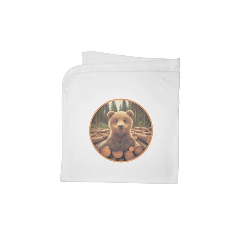 Azeeda 'Smiling Bear Cub' Cotton Baby Blanket/Shawl (BY00039768)