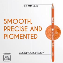 Zenacolor Professional Watercolor Pencils, Set of 72, Metal Box with Brush - Drawing Set for Coloring, Blending and Layering Books, Adult or Kids