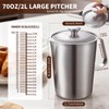 YOKUGO Stainless Steel Pitcher with Lid 2L, 70 oz Metal