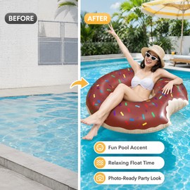 Donut Inflatable Pool Float for Summer Fun – PVC Swimming Ring for Pool Parties, Beach Trips & Photo Props