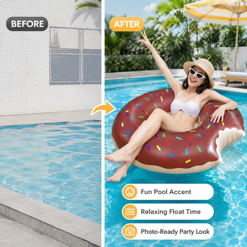 Donut Inflatable Pool Float for Summer Fun – PVC Swimming