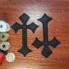 Unbranded Cross Patch Black 2 Pieces Religious Symbols Embroidered Iron