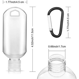 Dwuww 3Pcs Transparent Portable Hot Sauce Keychain Bottles - Mini Ketchup Containers for On-The-Go - Refillable Travel Size Hot Sauce Keychain, 2oz/50ml Bottles, Gravies and Marinades Container