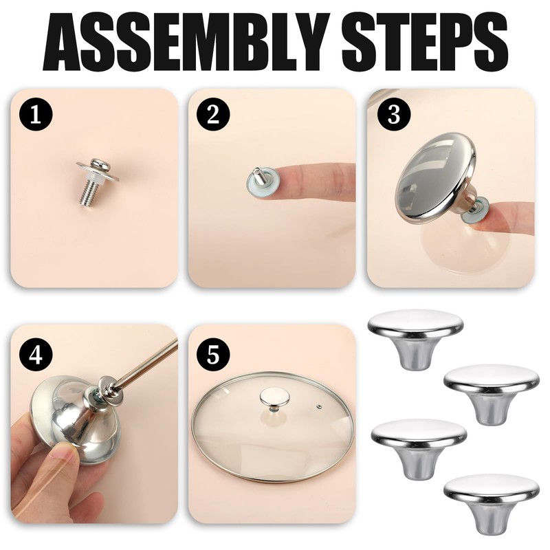 Qaestuan Set of 4 Pot Lid Handles, Lid Knob, Lid
