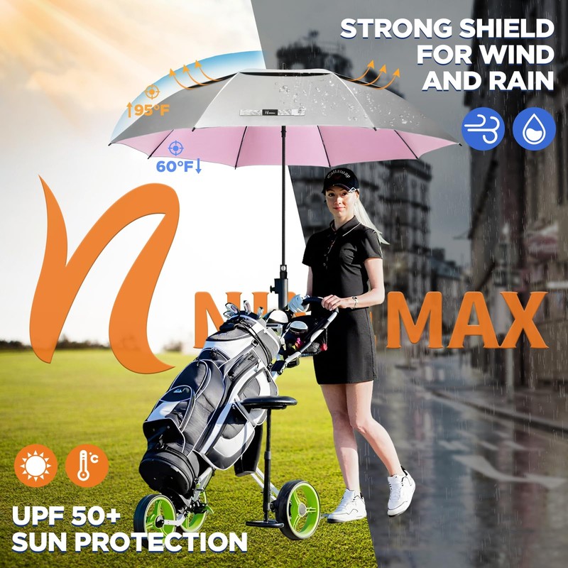 NINEMAX 68 Inch Golf Umbrella UV Potection, Auto Open Large