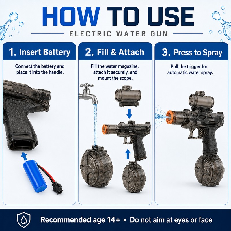 Rechargeable Automatic Water Blaster – Electric Water Toy for Pool,