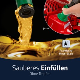 hünersdorff Sicherheits-Einfüllsystem für Doppelkanister ECO+PROFI aus HD-PE für Kettenhaftöl, schwarz/grün zum Betanken von Motor-Kettensägen, Made in Germany, 16,0 x 5,4 x 5.4 cm