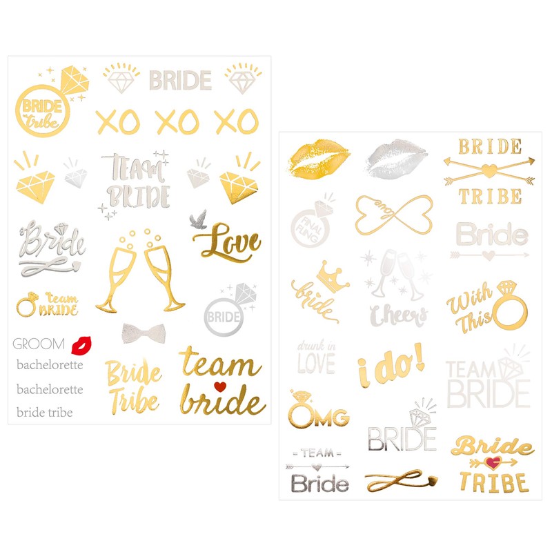HOWAF 134 Piece Hen Party Tattoo Set, Gold JGA Tattoo