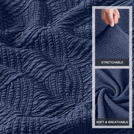 Timeles Recliner Covers Recliner Couch Covers Reclining Couch Covers for 3 Cushion Sofa Slipcovers Stretch Soft Washable (Three-Seater, Navy Blue)