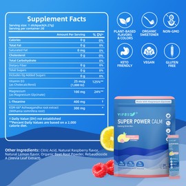 VIFSSG Super Power Calming Powdered Drink Mix, Raspberry Lemonade 30 Packets, L-Theanine, Ksm-66 Ashwagandha, Magnesium Glycinate, Vitamin D3 Supplements, Sugar-Free, Non-GMO for Relax & Focus