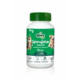 SPIRU PAW Spirulina-Based Tablets for Pets Produced in The Atacama Dessert - Natural Supplement Nutrient-Rich, Essential Amino Acids & Prebiotics - 60 Count