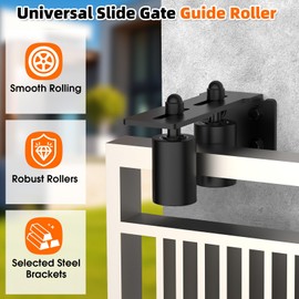 MeBantoo Heavy Duty Sliding Gate Guide Roller Hardware Kit, 3" Black Nylon Wheels with Steel L-Bracket, Adjustable Slide Gate Guide Roller for Rolling Door, Wood, Garage (Black-2pcs, 3in)