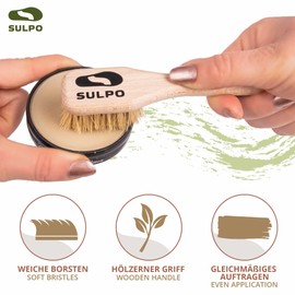 SULPO Cream Brush, Crucible Brush, Shoe Brush, Soft Brush, Leather Brush, Dirt Brush for Leather Shoes, Set of 2, Natural, Shoe Care