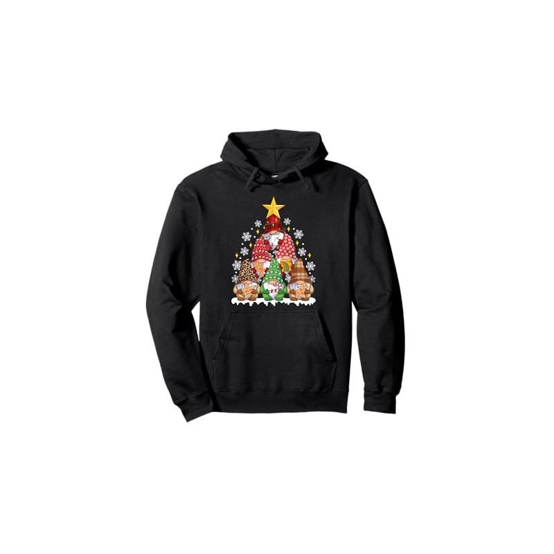 Funny Christmas Gnome Christmas Gnome Christmas Tree Jumper Hoodie, black