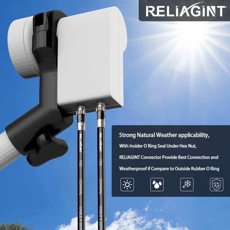 RELIAGINT 10 Pack RG6 Coax Connectors, 75 Ohm F Connector,