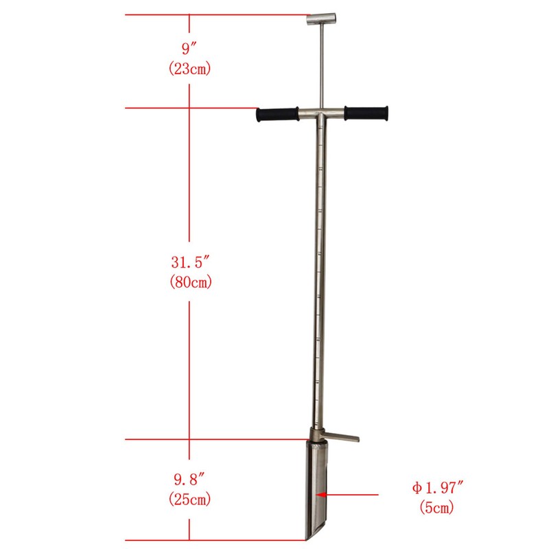 HQHAOTWU Soil Sampler Probe with Foot Pedal 304 Stainless Steel