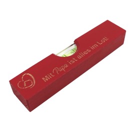 Mini Spirit Level for Father's Day with Dad Motifs, Gift for Dad, Dad is the Best, Dad Birthday, Father's Day Gift, Gifts for Men, Mein Papa kann alles, Men's Day (Red)