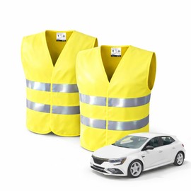 TK Gruppe Timo Klingler 2 x High Visibility Vests ISO 20471 - Breakdown Vest 2026 Accident Vest Car Safety Vest Neon Yellow Reflective Car Truck - Car Accessories (2 x Yellow Safety Vest)
